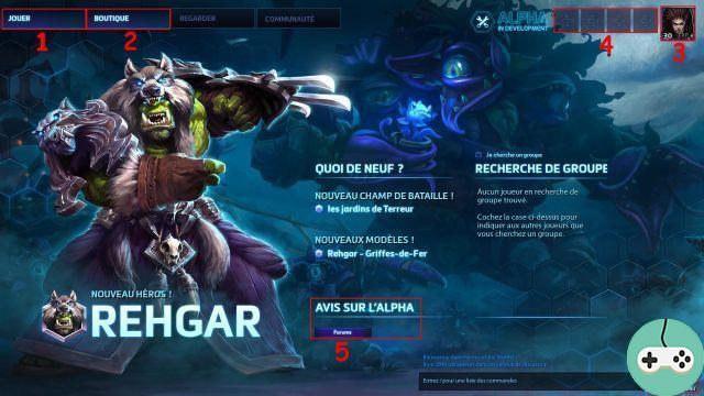 Heroes: guide des menu