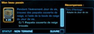 SWTOR - Jour de Vie: bolas de neve e pacotes de presente